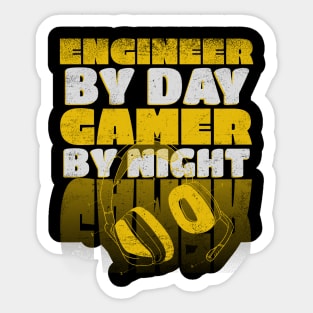 Gaming Quote Engineer by day Gamer by Night in Yellow Sticker